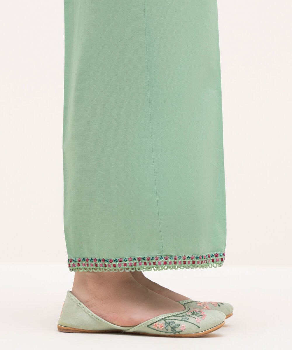 Women's RTW Cambric Green Embroidered Culottes