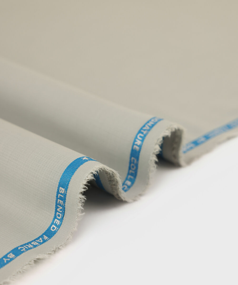 Men's Unstitched Blended Dobby  Grey Full Suit Fabric