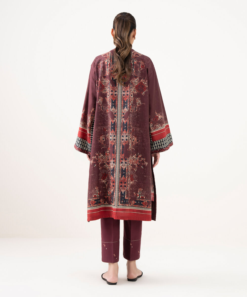 Women's RTW Cotton Embroidered Brown Drop Shoulder Shirt