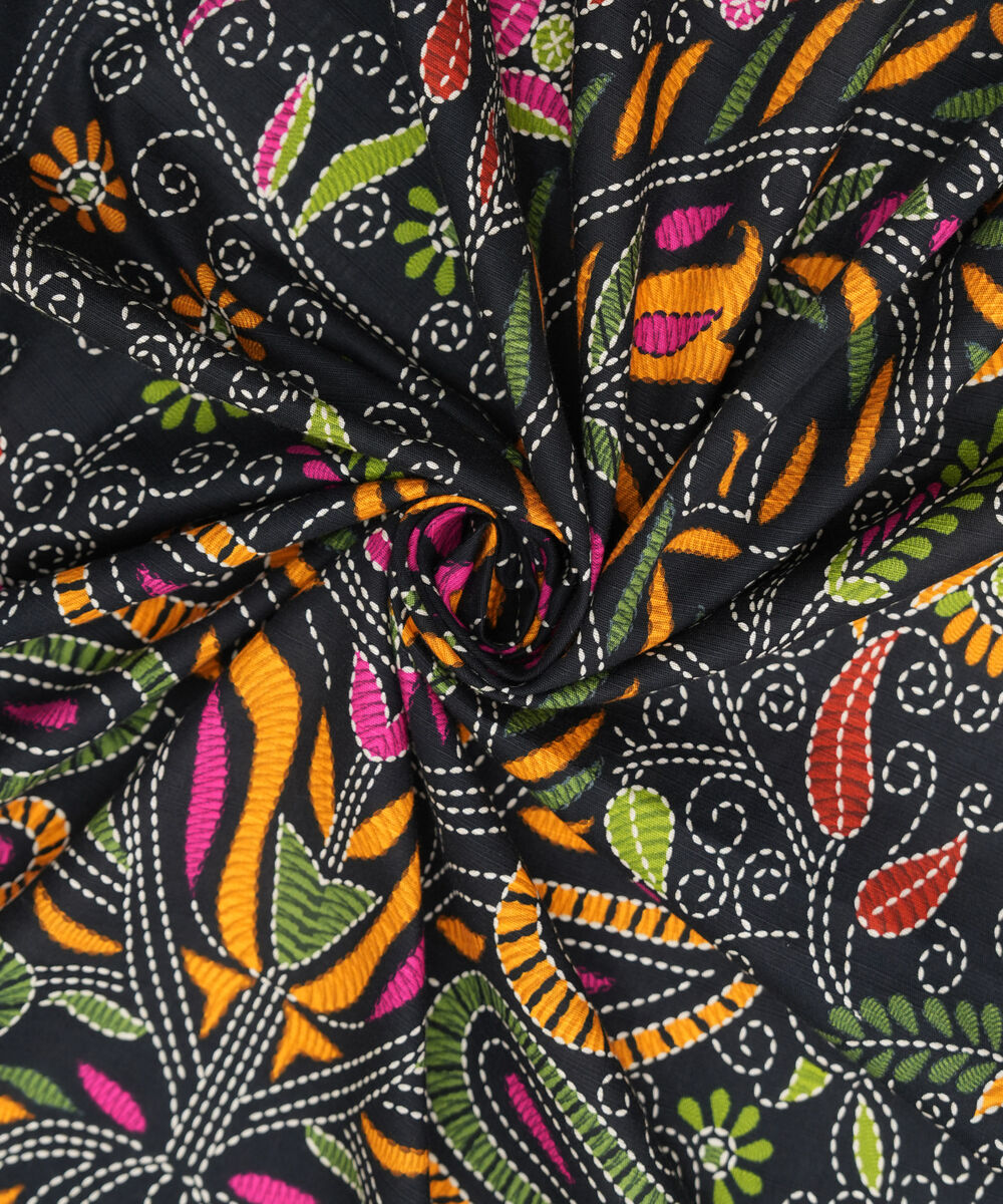 Textured Voile Printed Black Dupatta