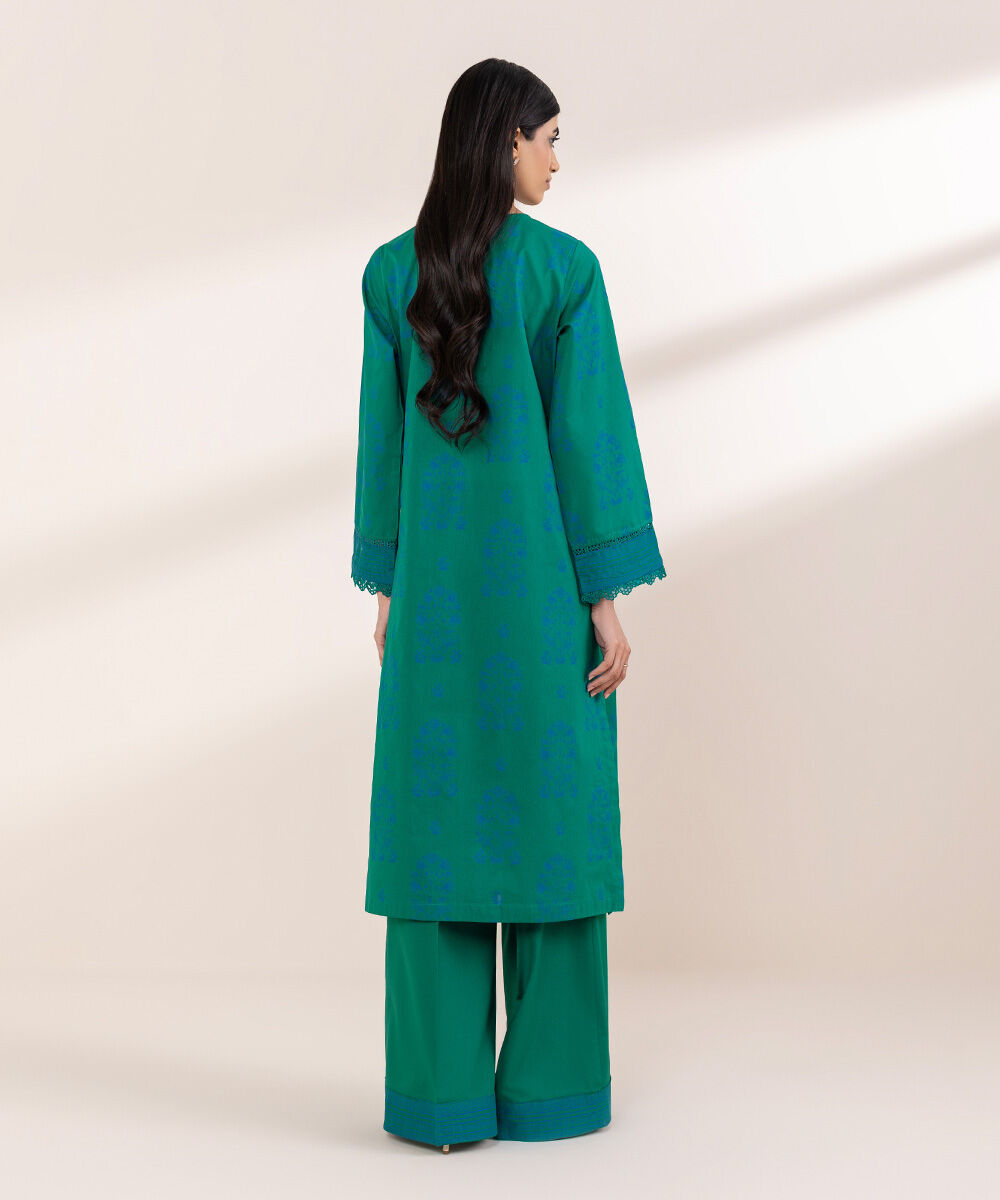 Women's RTW Lawn Green Printed A-Line Shirt