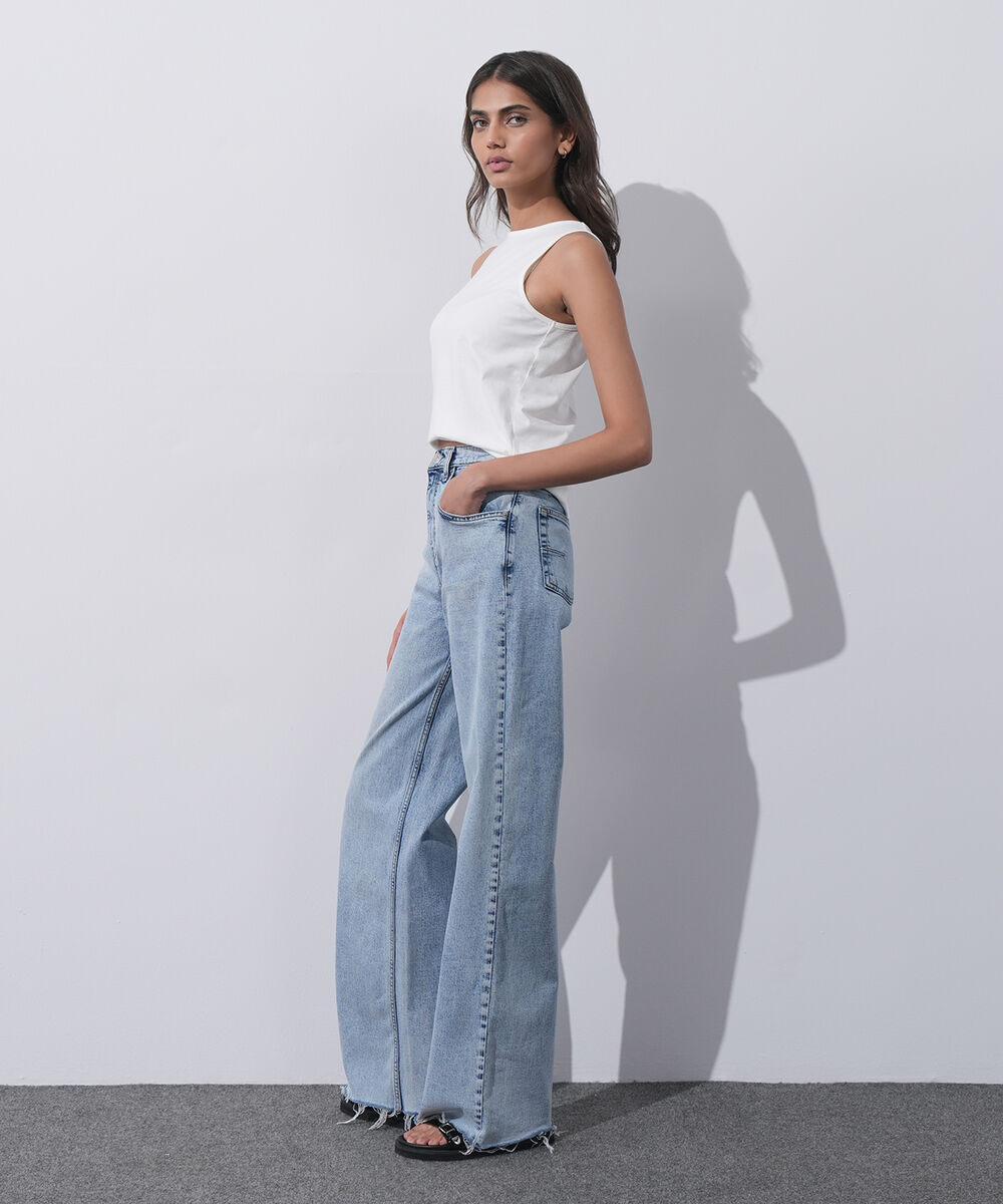 Women's Western Wear Blue Straight Pants