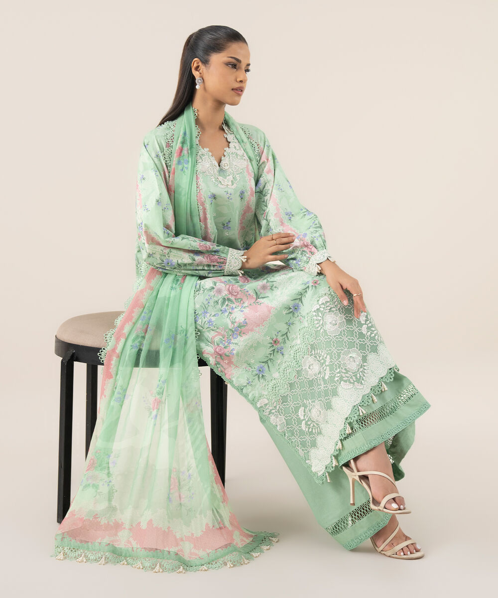 Women's Unstitched Pima Lawn Printed Three Piece Suit