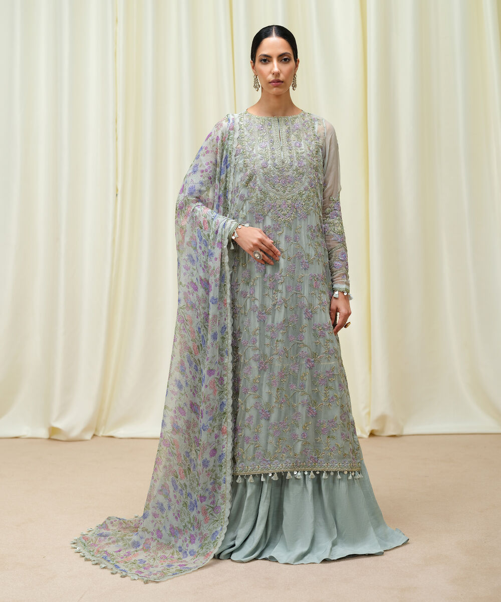 Women's Unstitched Crinkle Chiffon Dyed Three Piece Suit