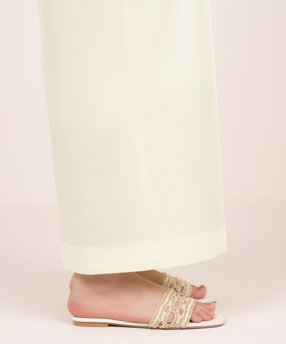 Women's RTW Cambric Off White Solid Wide Culotte