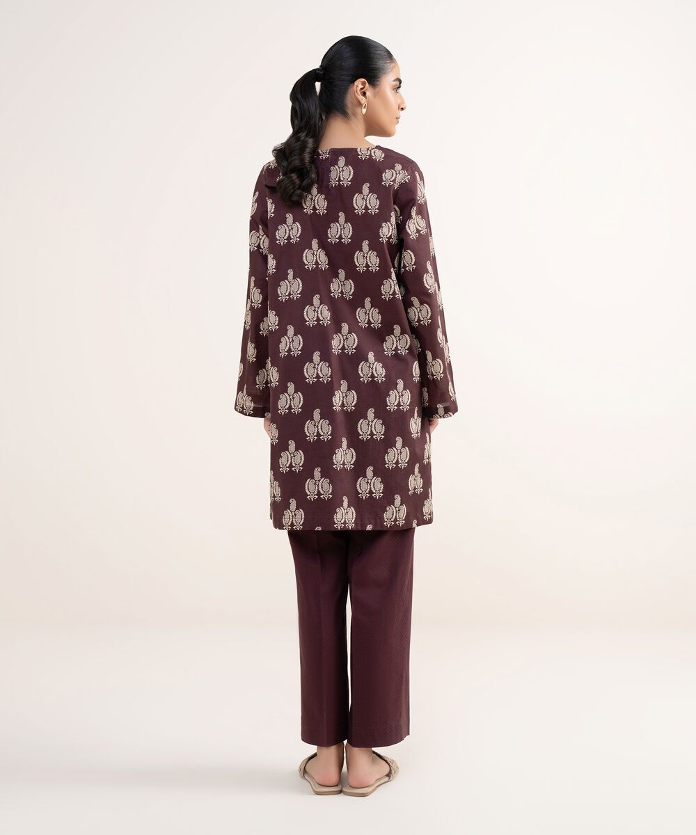 Women's RTW Textured Lawn Coral Embroidered A-Line Shirt