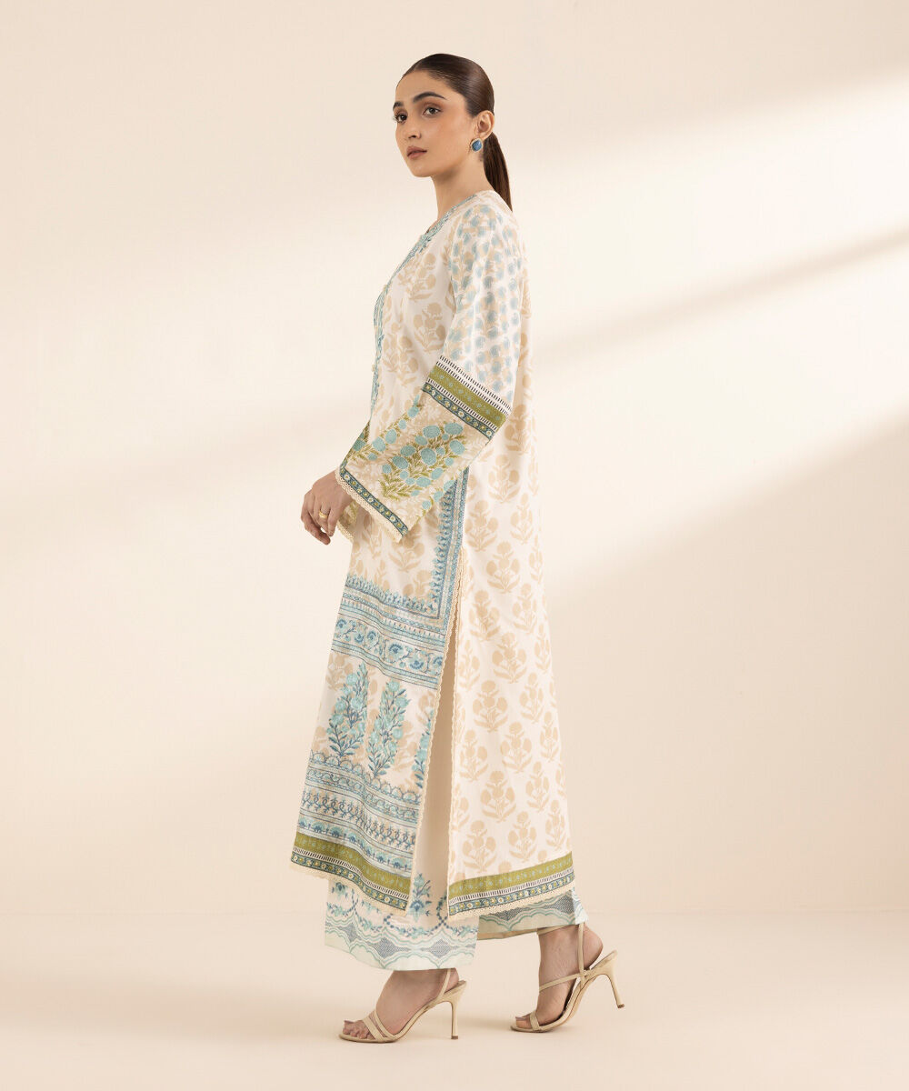 Women's RTW Cotton Satin Multi Embroidered A-Line Shirt