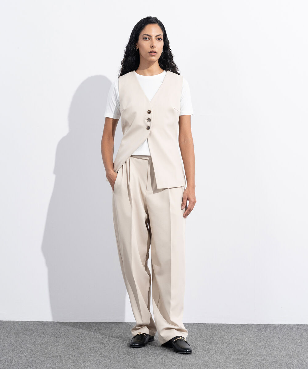 Women's Western Wear Beige Tailored Long Waistcoat