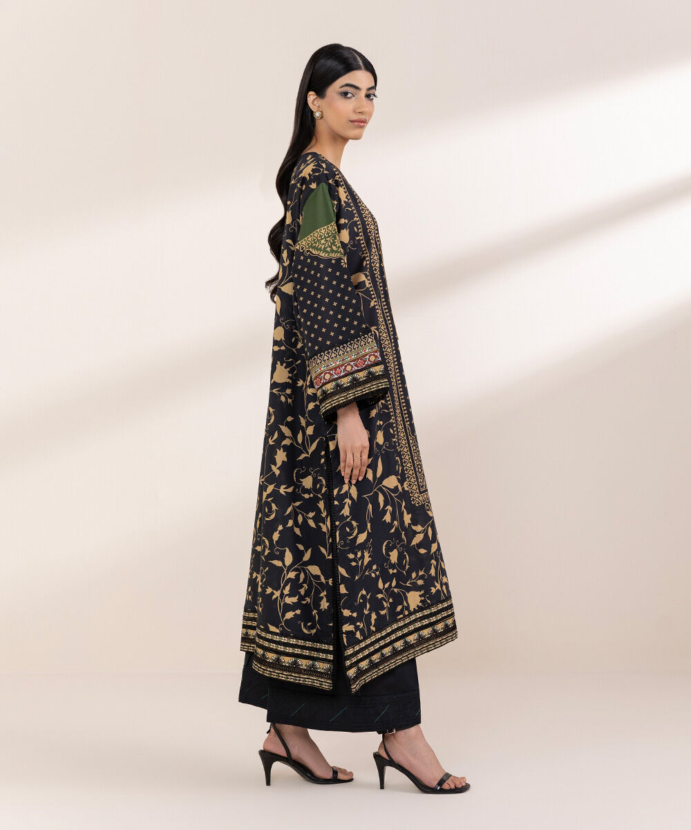 Women's RTW Lawn Black Embroidered Boxy Shirt