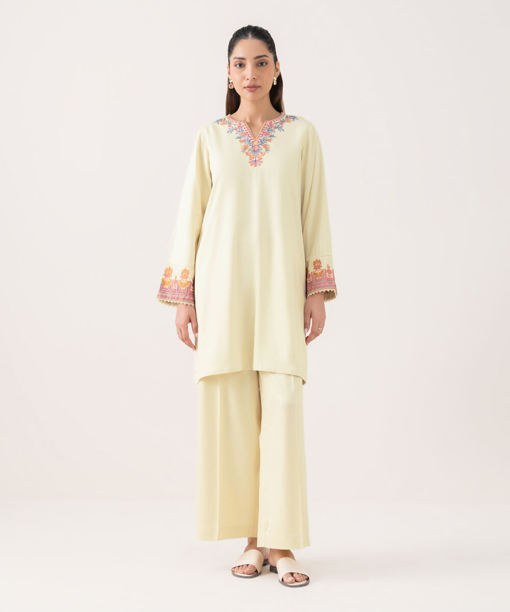 Women's RTW Cambric Cream Dyed Straight Shirt