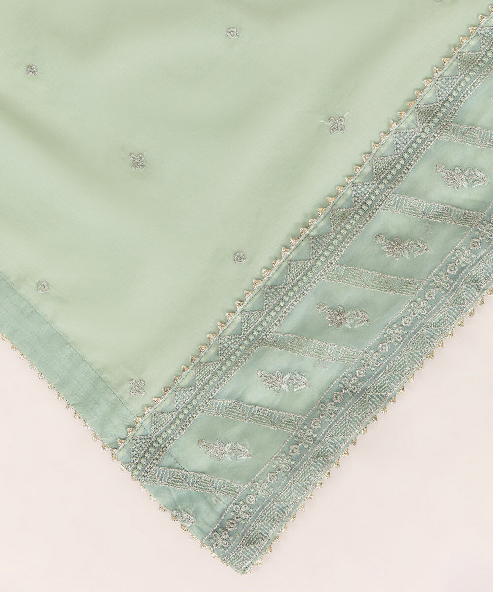 Fine Voile Green Embroidered Dupatta