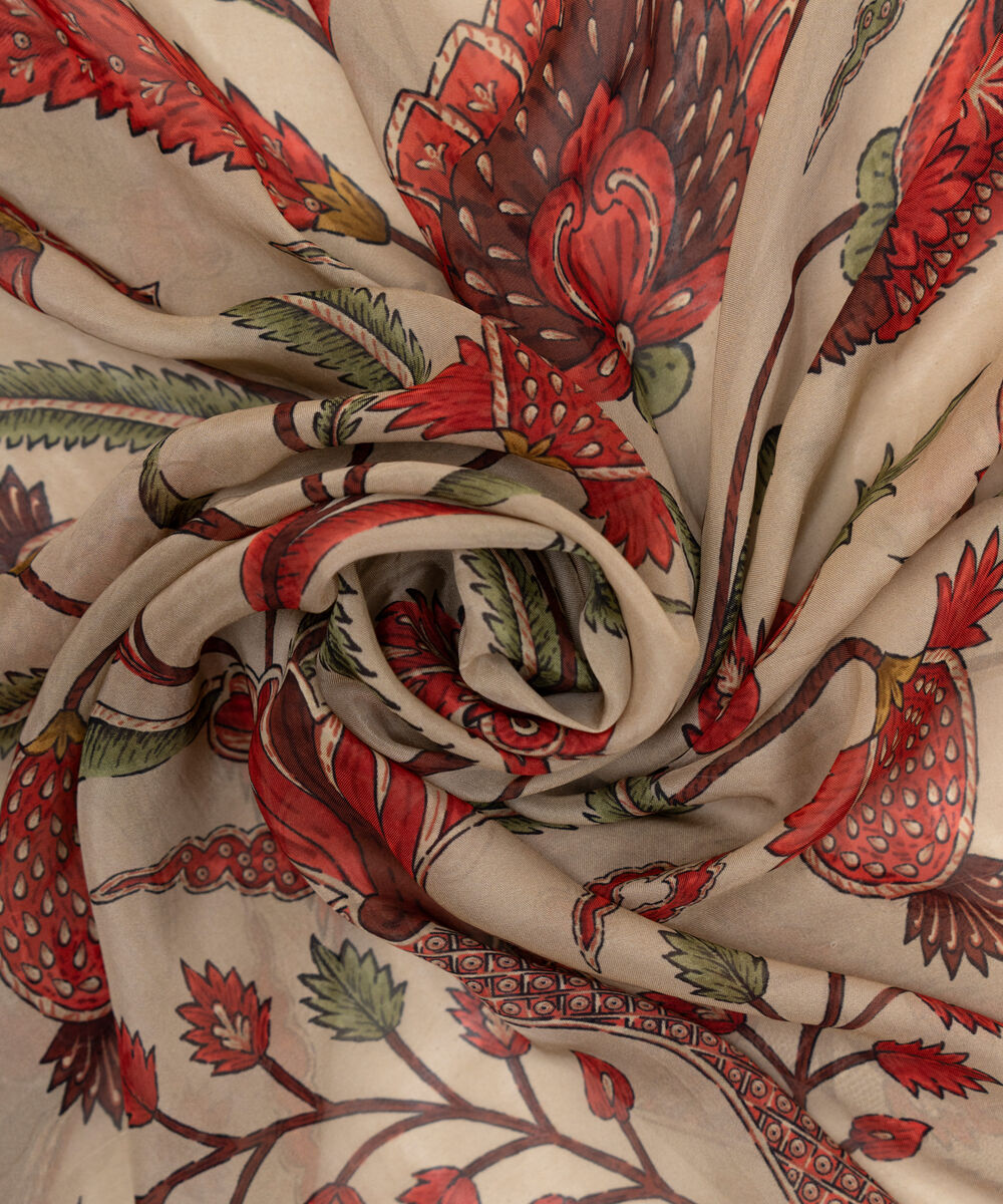 Bemberg Tissue Beige Printed Dupatta