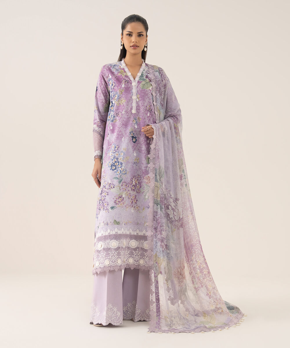 Women's Unstitched Pima Lawn Printed Three Piece Suit