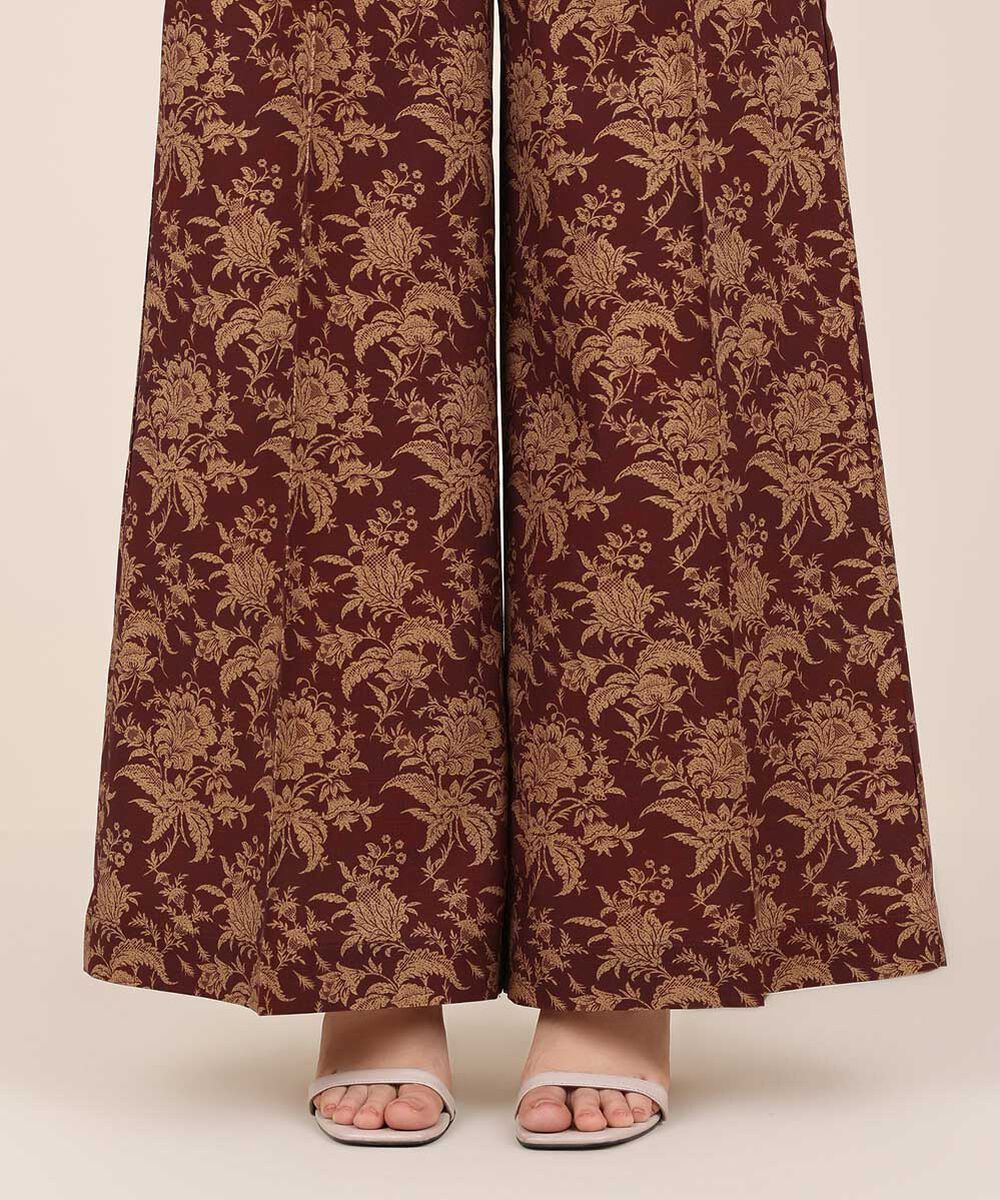 Women's RTW Cambric Red Printed Flared Pants