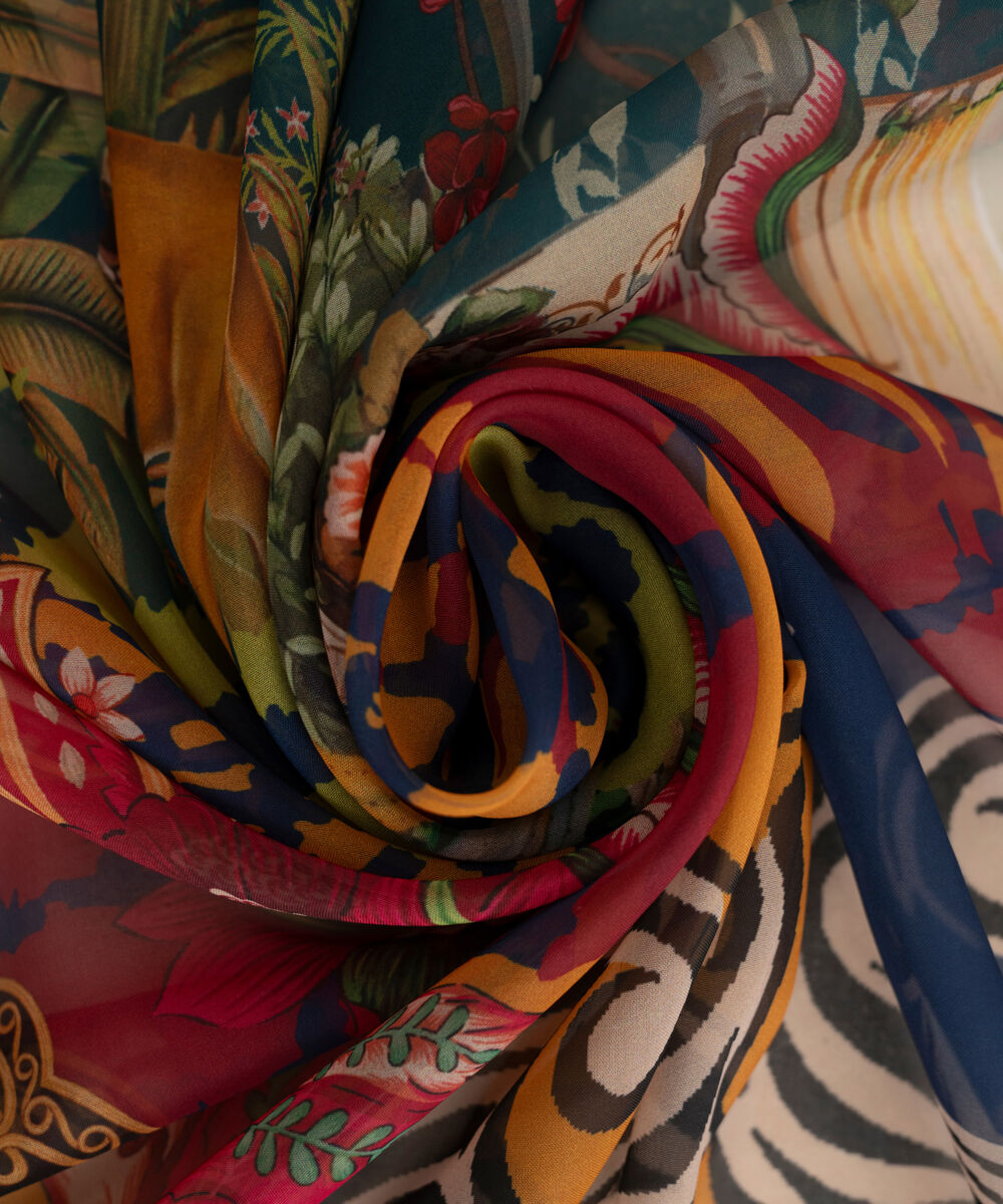 Women's RTW Blended Tissue Green Printed  Dupatta