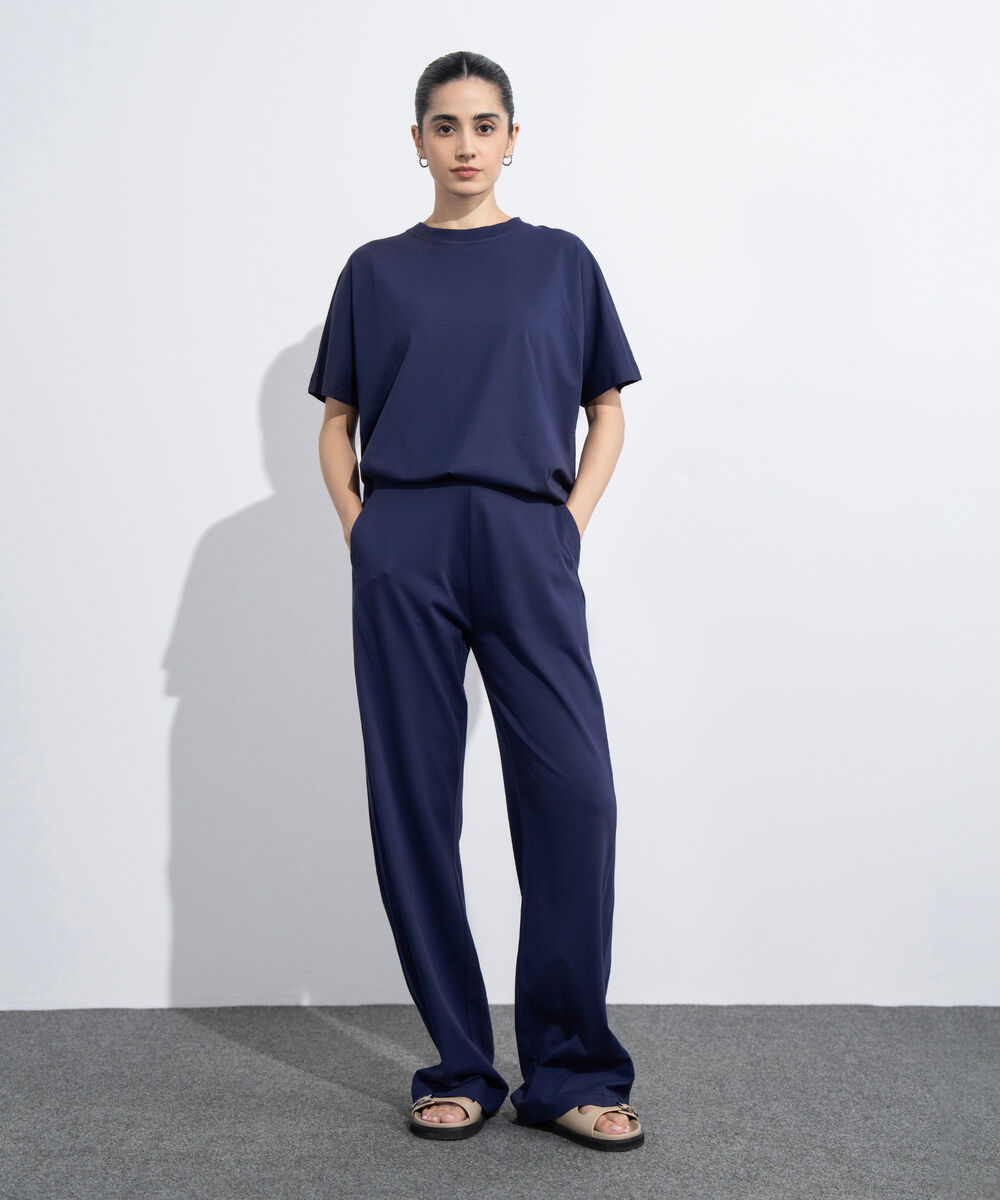 Women's Western Wear Blue Pull-On Jersey Trousers