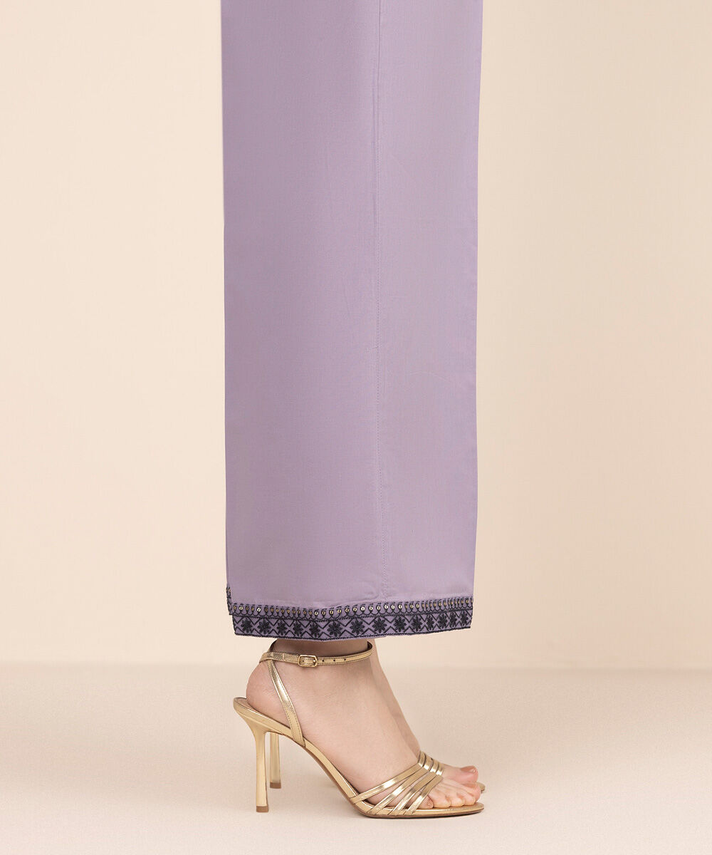 Women's RTW Cambric Purple Embroidered Culottes