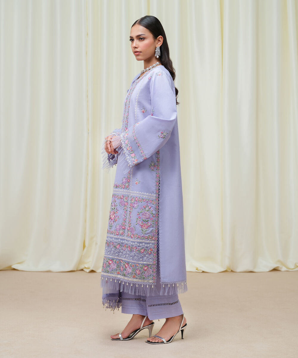 Women's Unstitched Cotton Net Dyed Three Piece Suit