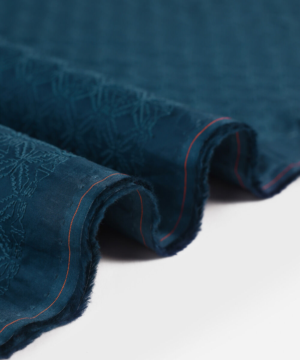 Men's Unstitched Cotton Schiffli Blue Kurta