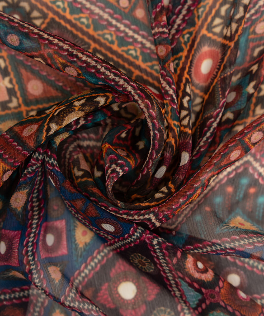 Blended Chiffon Green Printed Dupatta