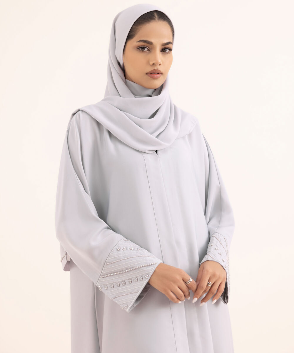 Women's Grey Nida Abaya Set