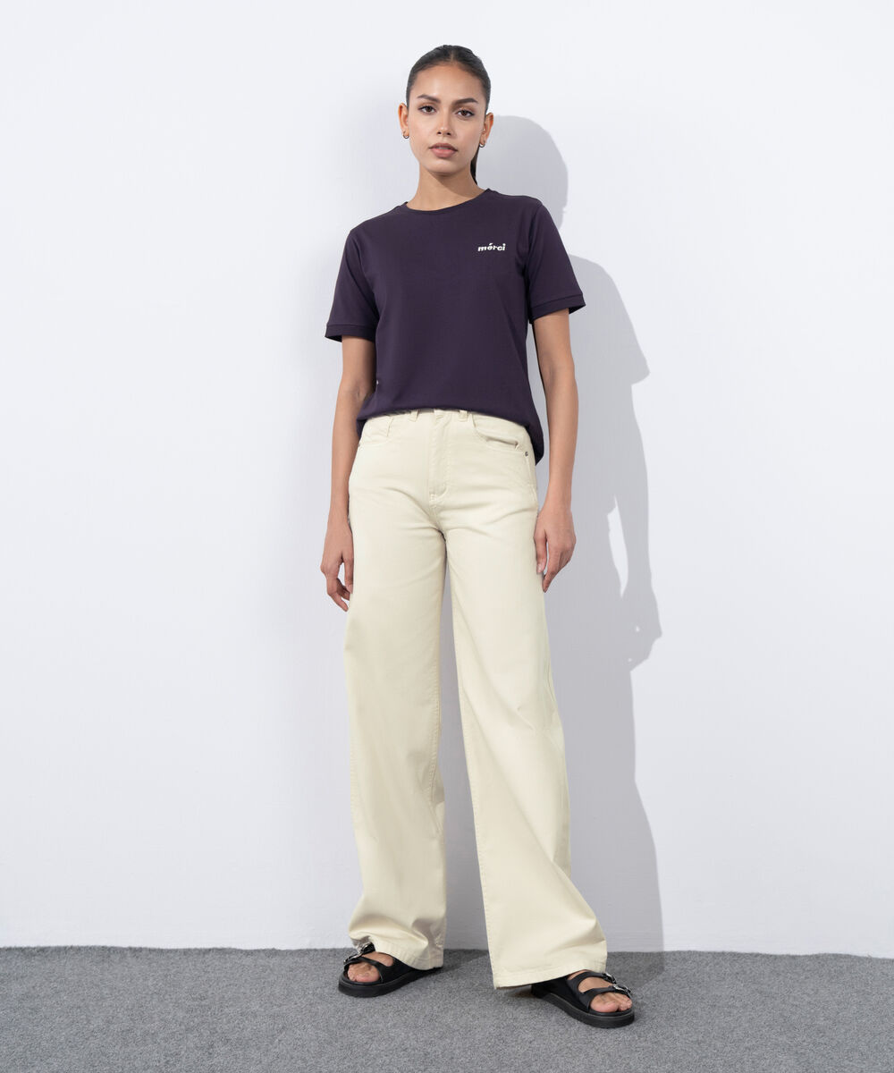 Women's Western Wear Off White Wide-Leg Twill Trousers