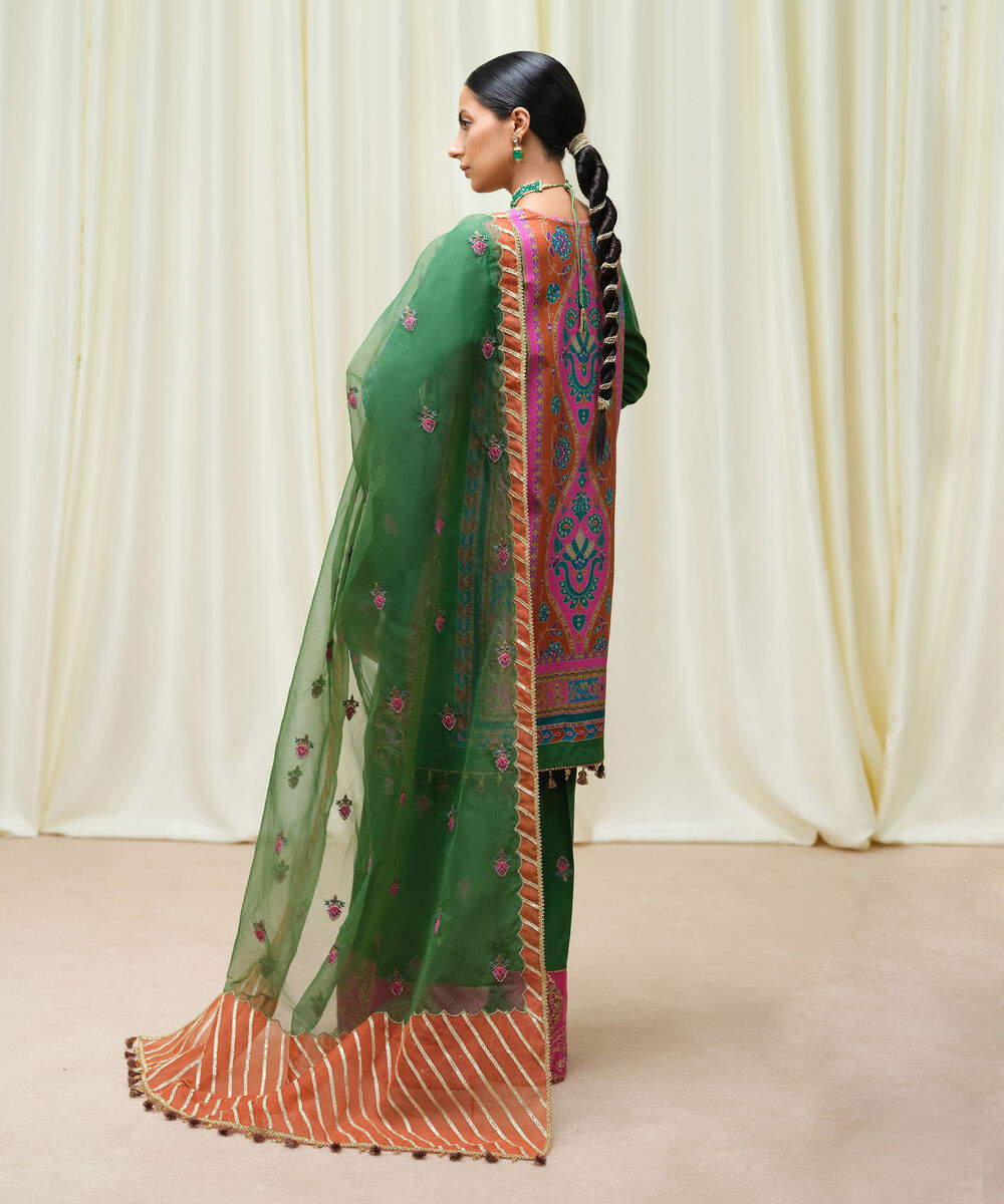 Women's Unstitched Viscose Raw Silk Dyed Three Piece Suit