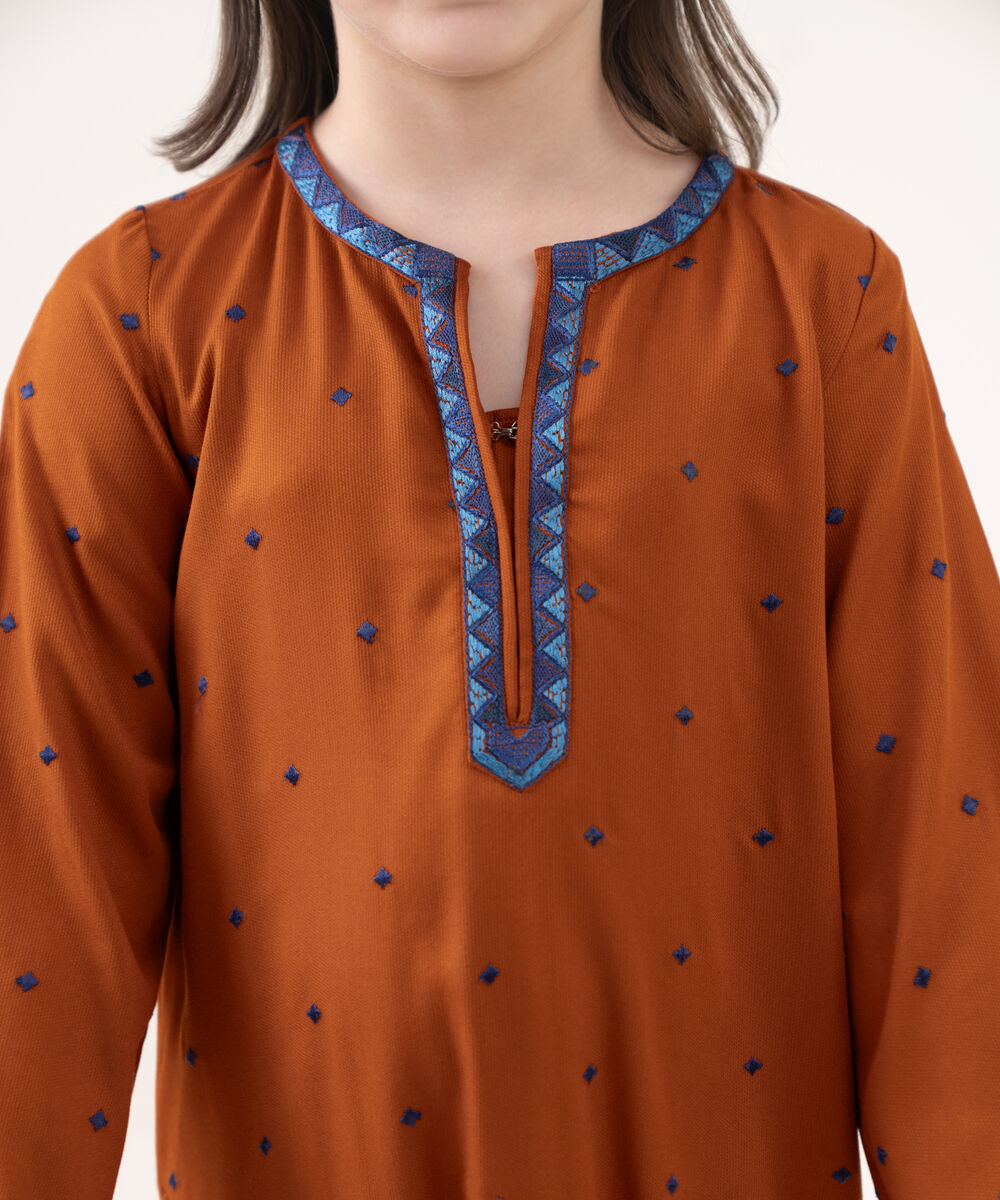 Girl's Bedford  Embroidered Rust 2 Piece Suit