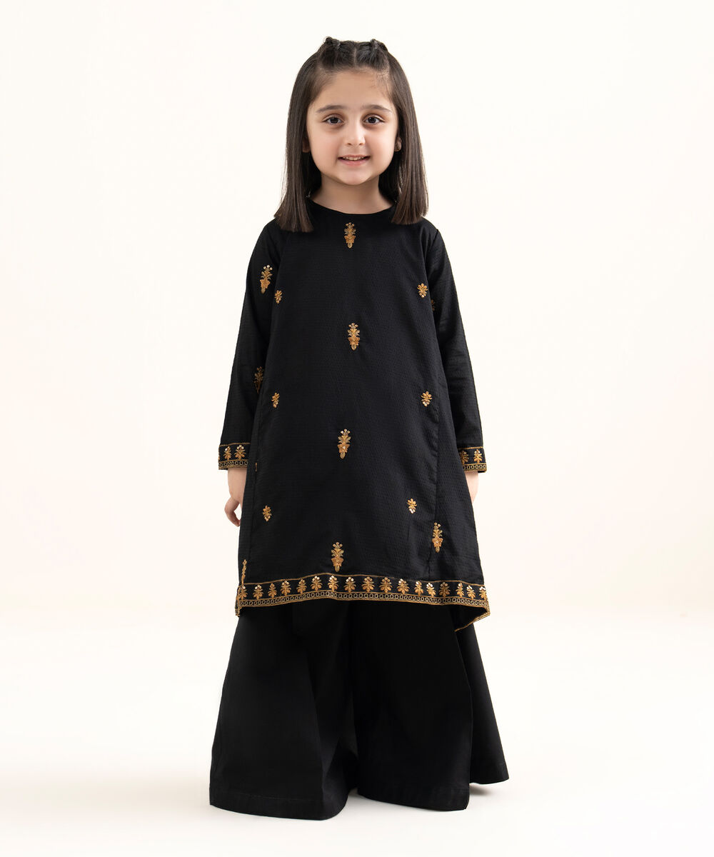 Girls Two Piece Embroidered Textured Lawn Suit