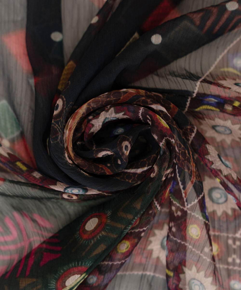 Blended Chiffon Black Printed Dupatta