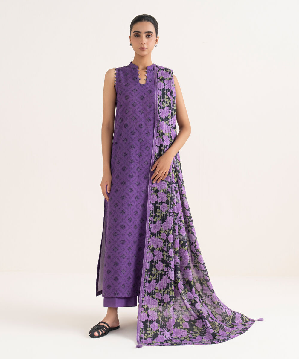 Women's Unstitched Lawn Printed Multi Three Piece Suit