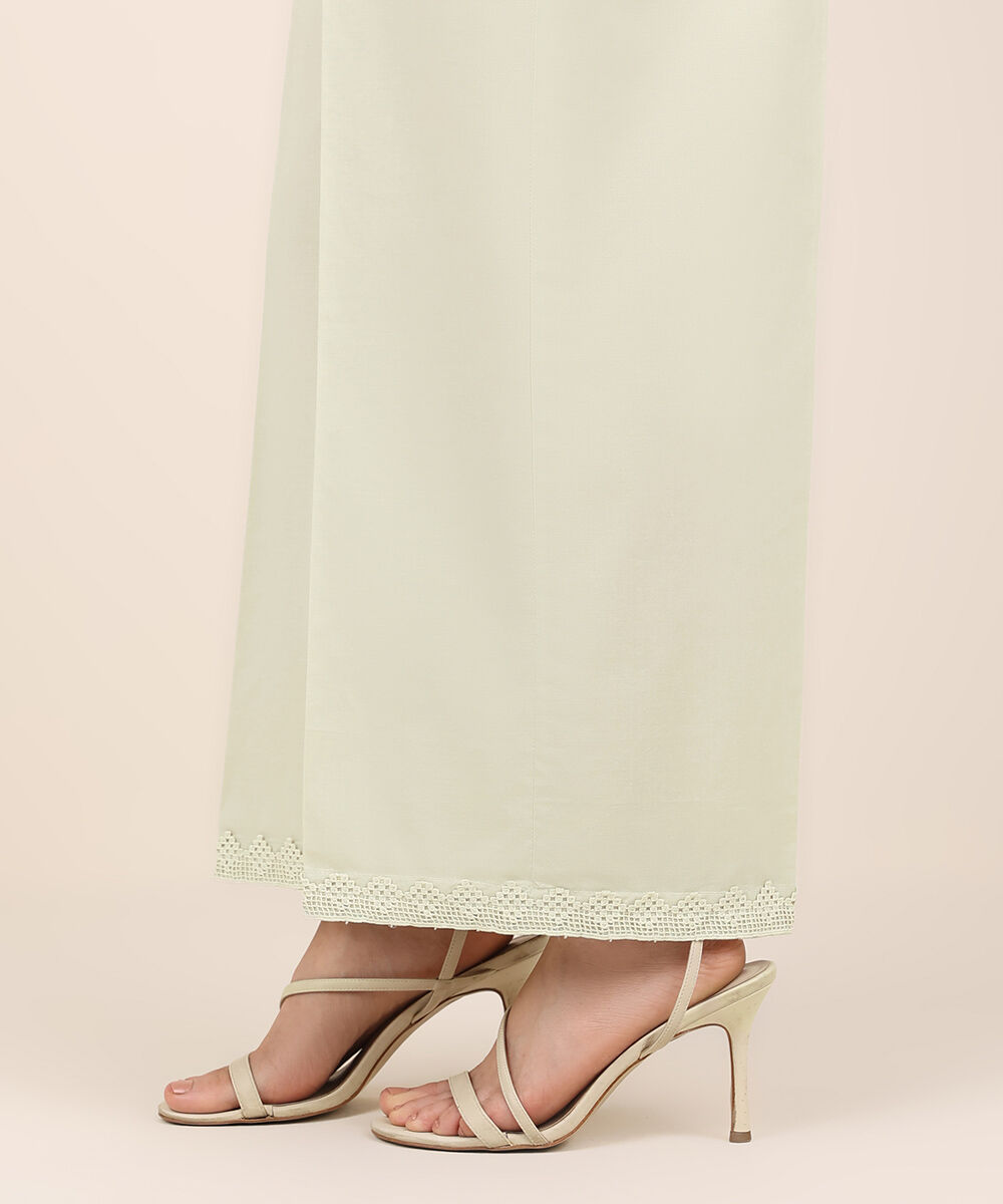 Women's RTW Cambric Green Solid Culottes