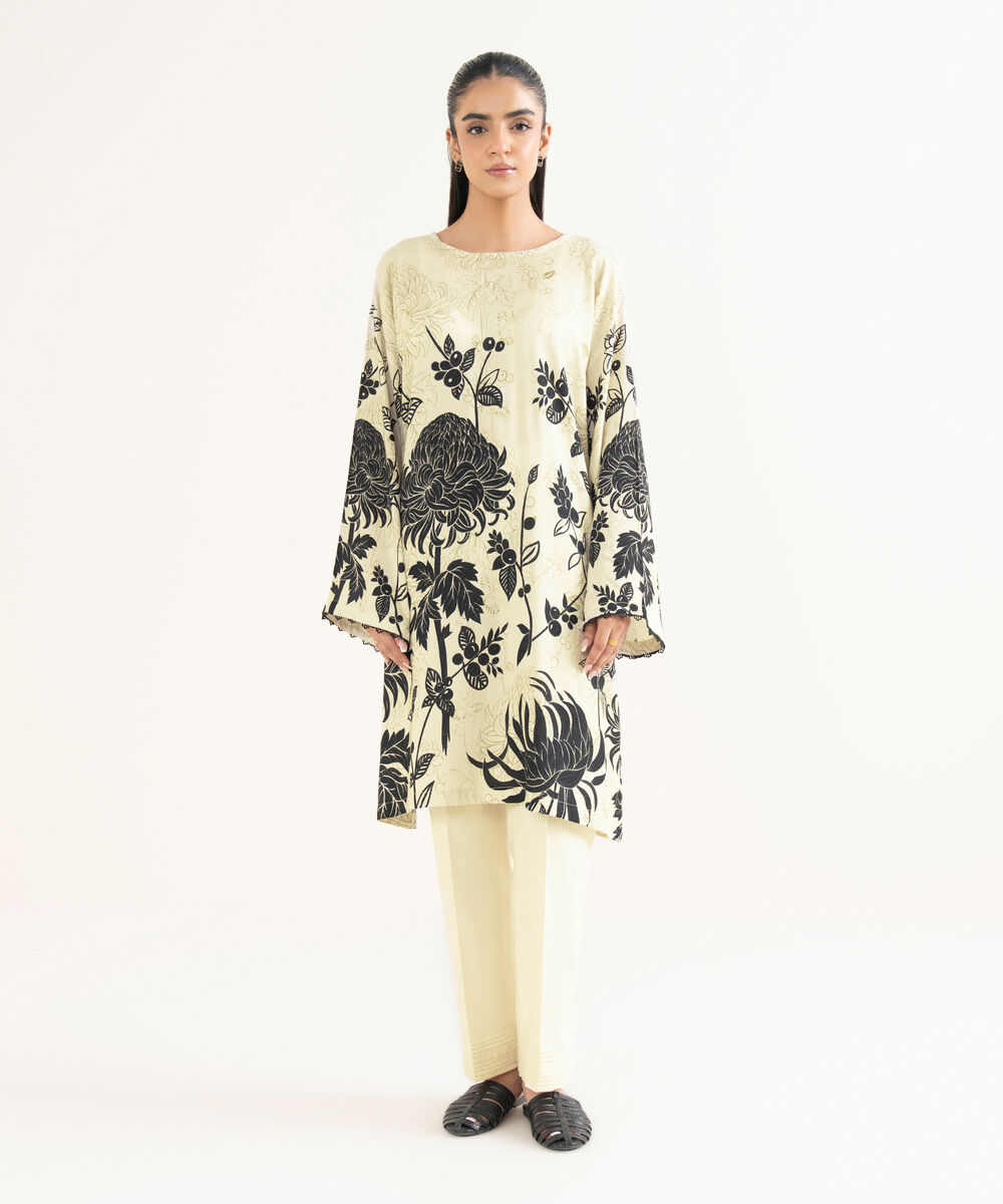 Women's RTW Cotton Viscose Printed Drop Shoulder Multi Shirt