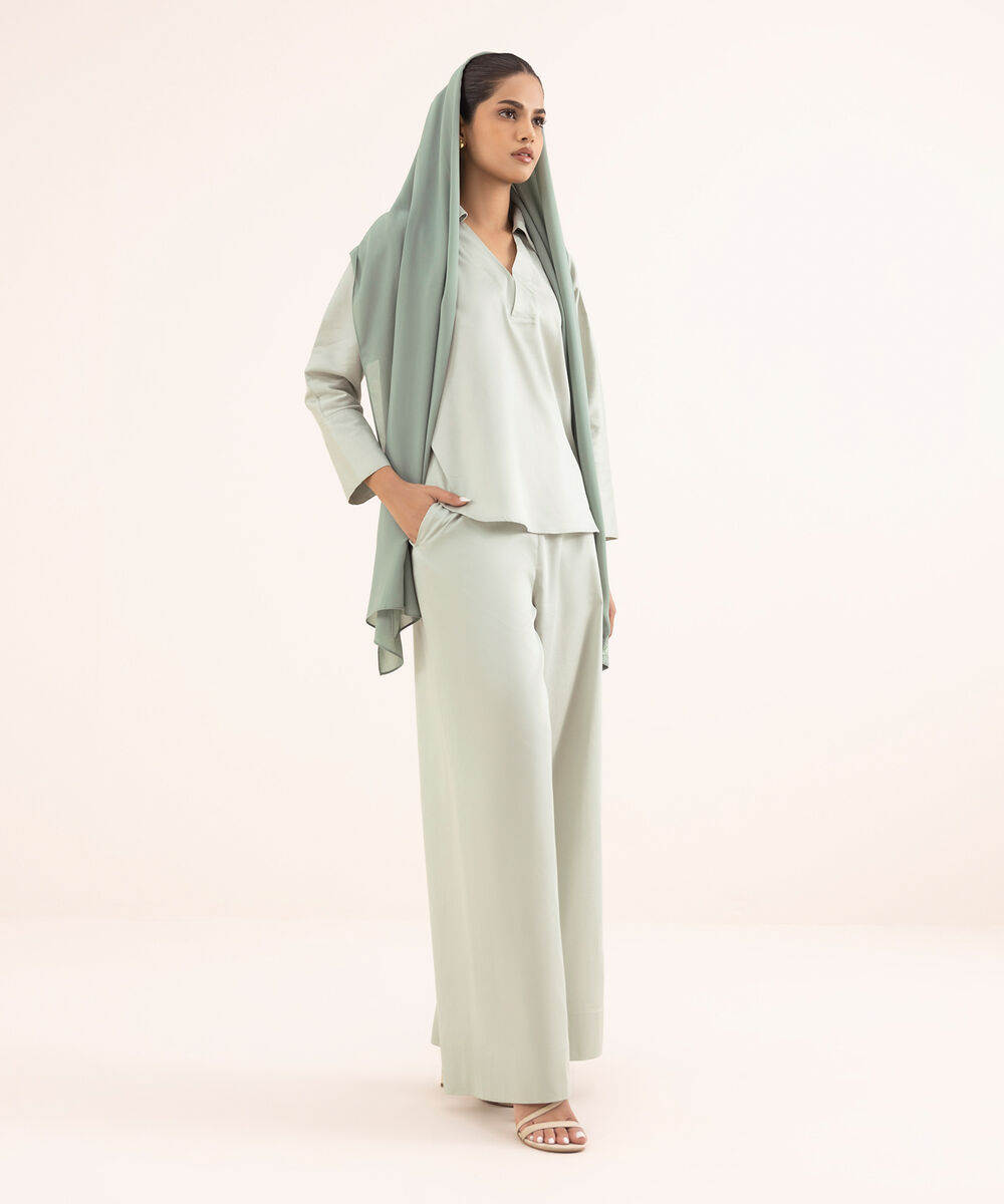 Women's Grey Cotton Modest Wear Top