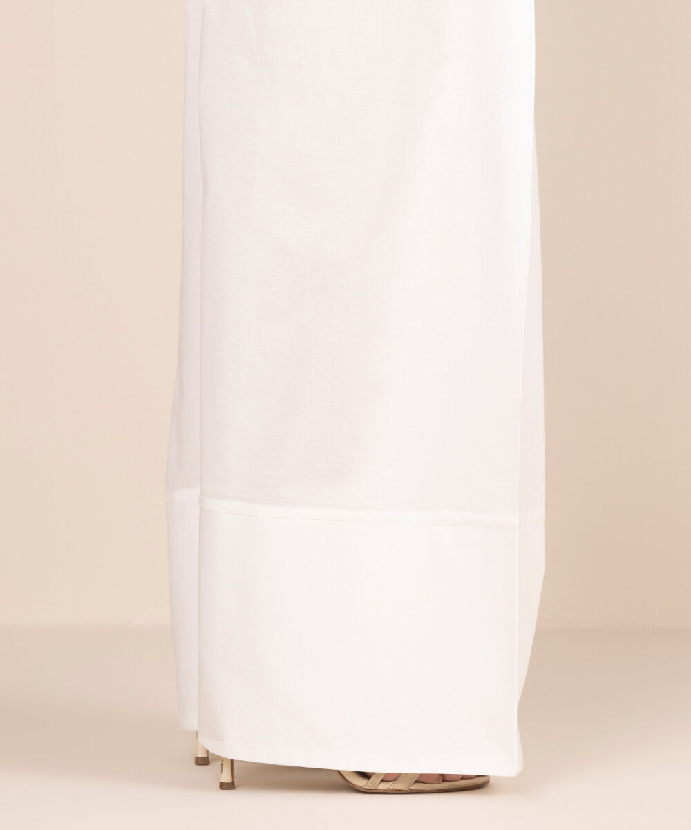 Women's RTW Cambric White Solid Farshi Shalwar