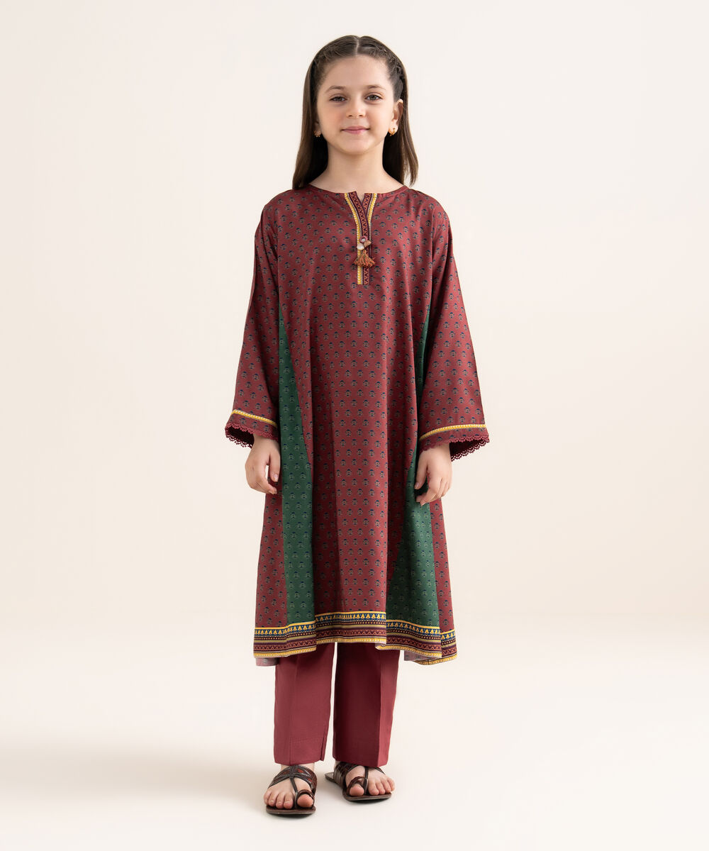 Girls Two Piece Printed Arabic Lawn Suit