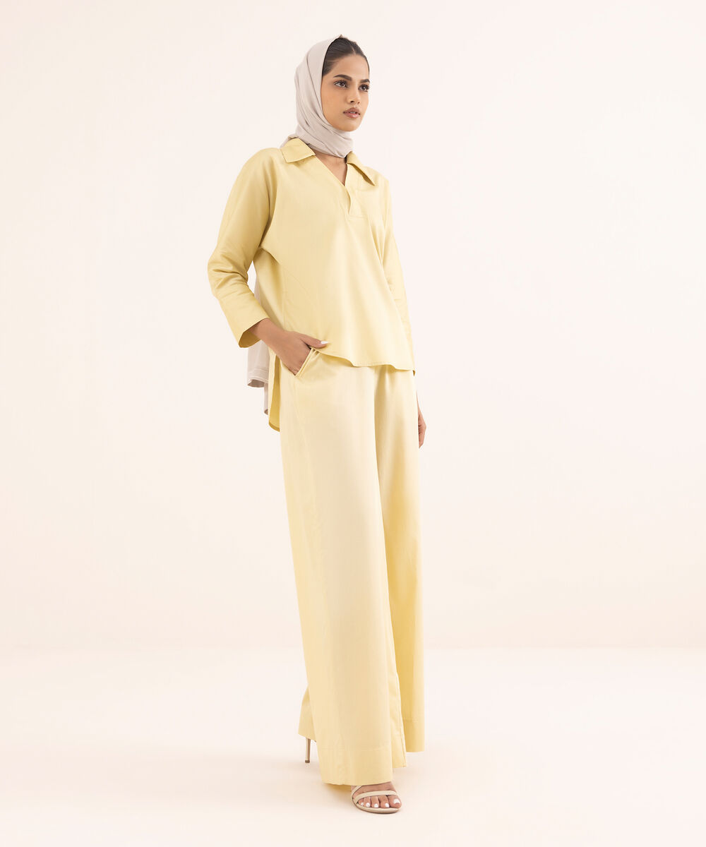 Women's Yellow Cotton Modest Wear Top