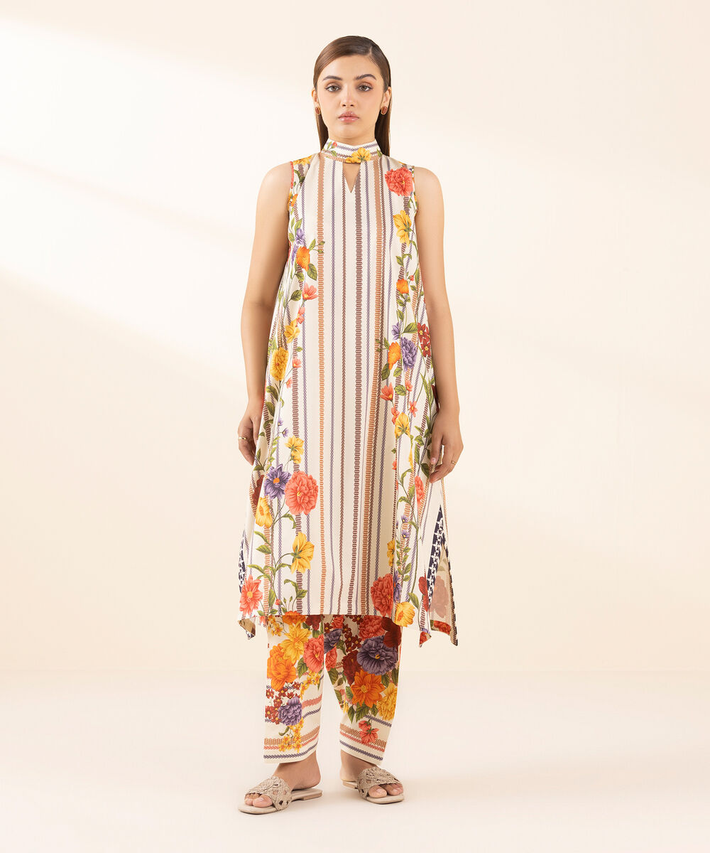 Women's Unstitched Lawn Printed Multi 2 Piece Suit