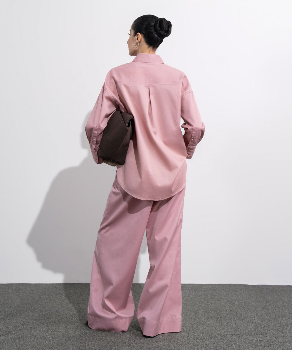 Women's Western Wear Pink Linen Blend Pull On Trousers