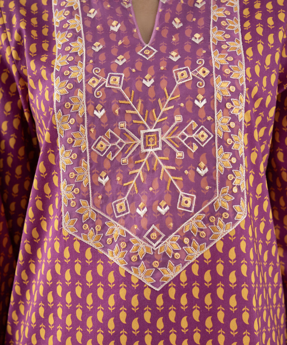 Women's RTW Lawn Pink Embroidered A-Line Shirt