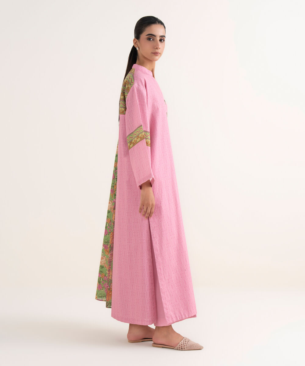 Women's Unstitched Light Khaddar Printed Pink Three Piece Suit