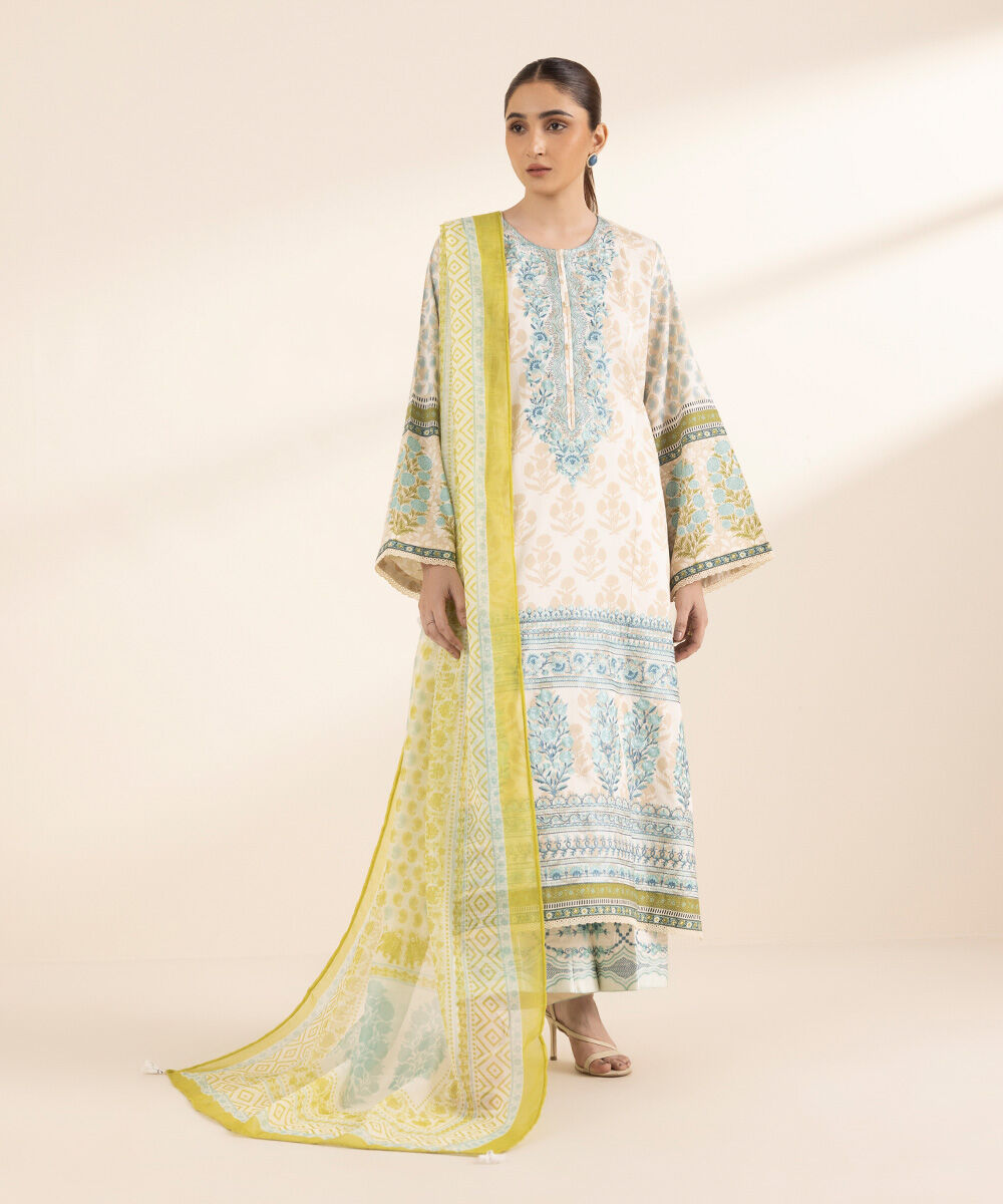 Women's RTW Cotton Satin Multi Embroidered A-Line Shirt