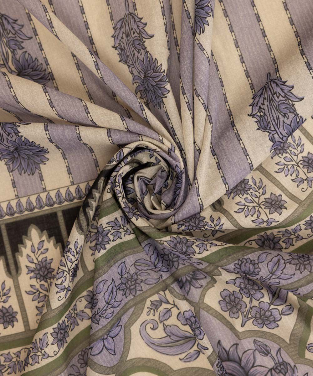 Fine Voile Purple Printed Dupatta