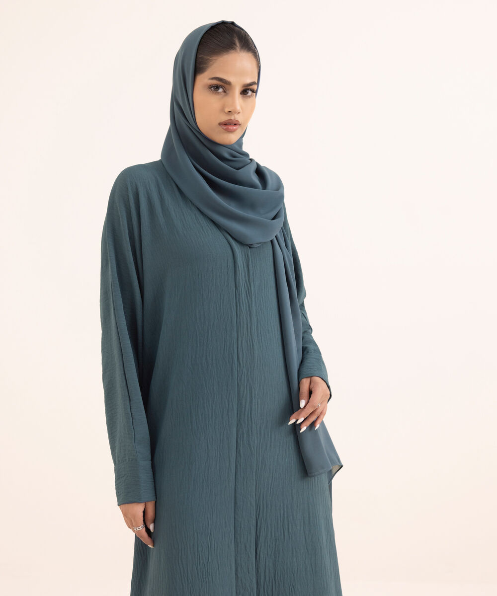 Women's Blue Polyester Abaya Set