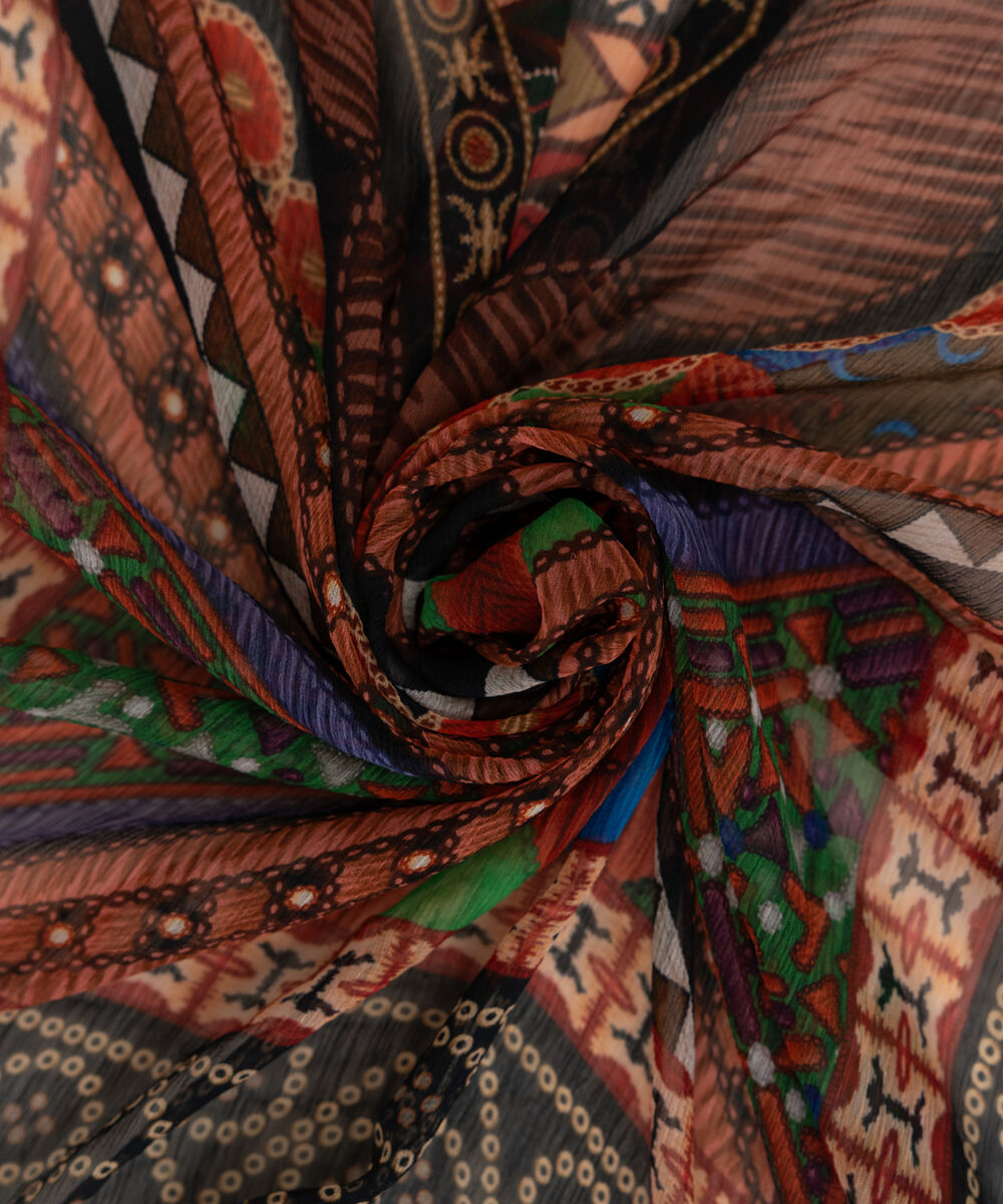 Blended Chiffon Black Printed Dupatta