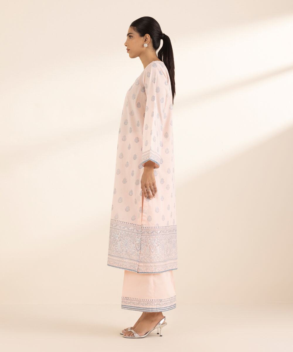 Women's RTW Lawn Pink Printed A-Line Shirt