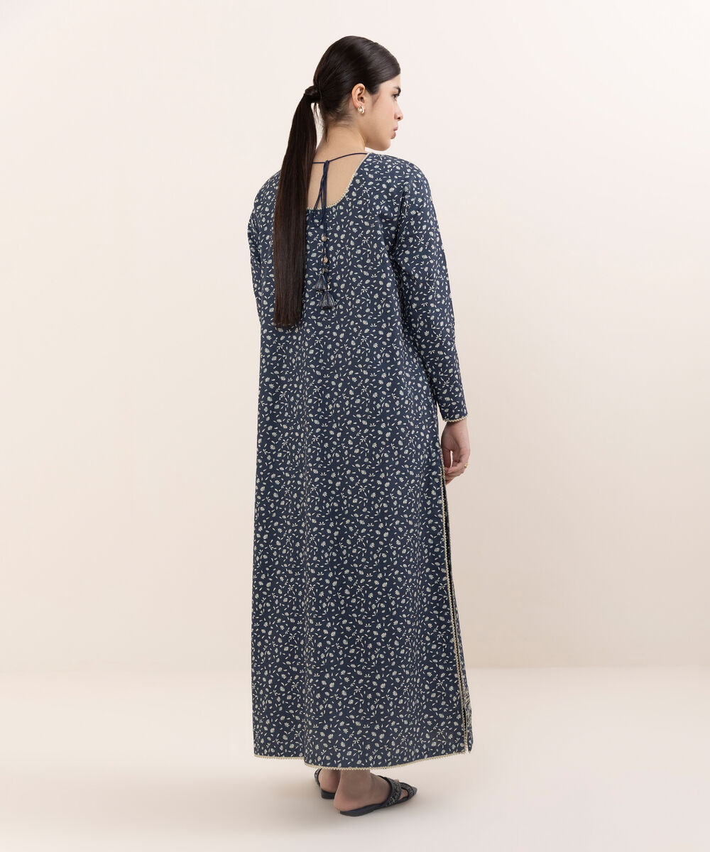 Women's Unstitched Lawn Embroidered Blue Two Piece Suit