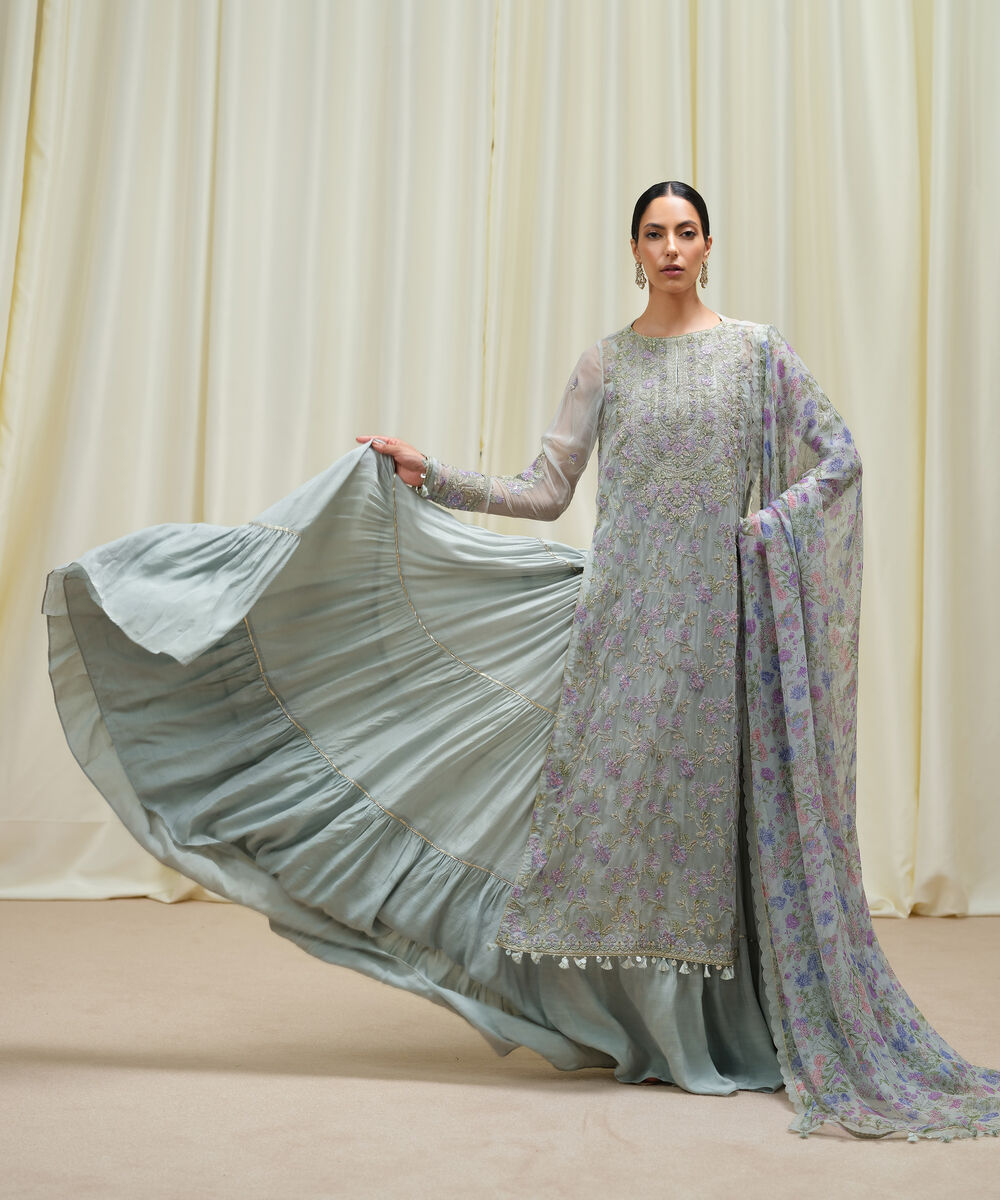 Women's Unstitched Crinkle Chiffon Dyed Three Piece Suit