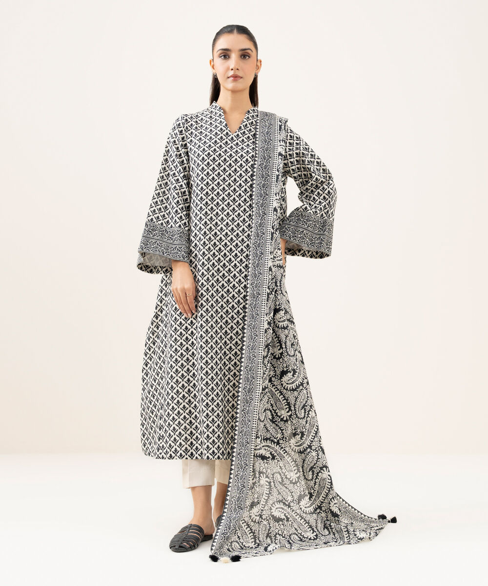 Women's Unstitched Lawn Printed Multi Three Piece Suit