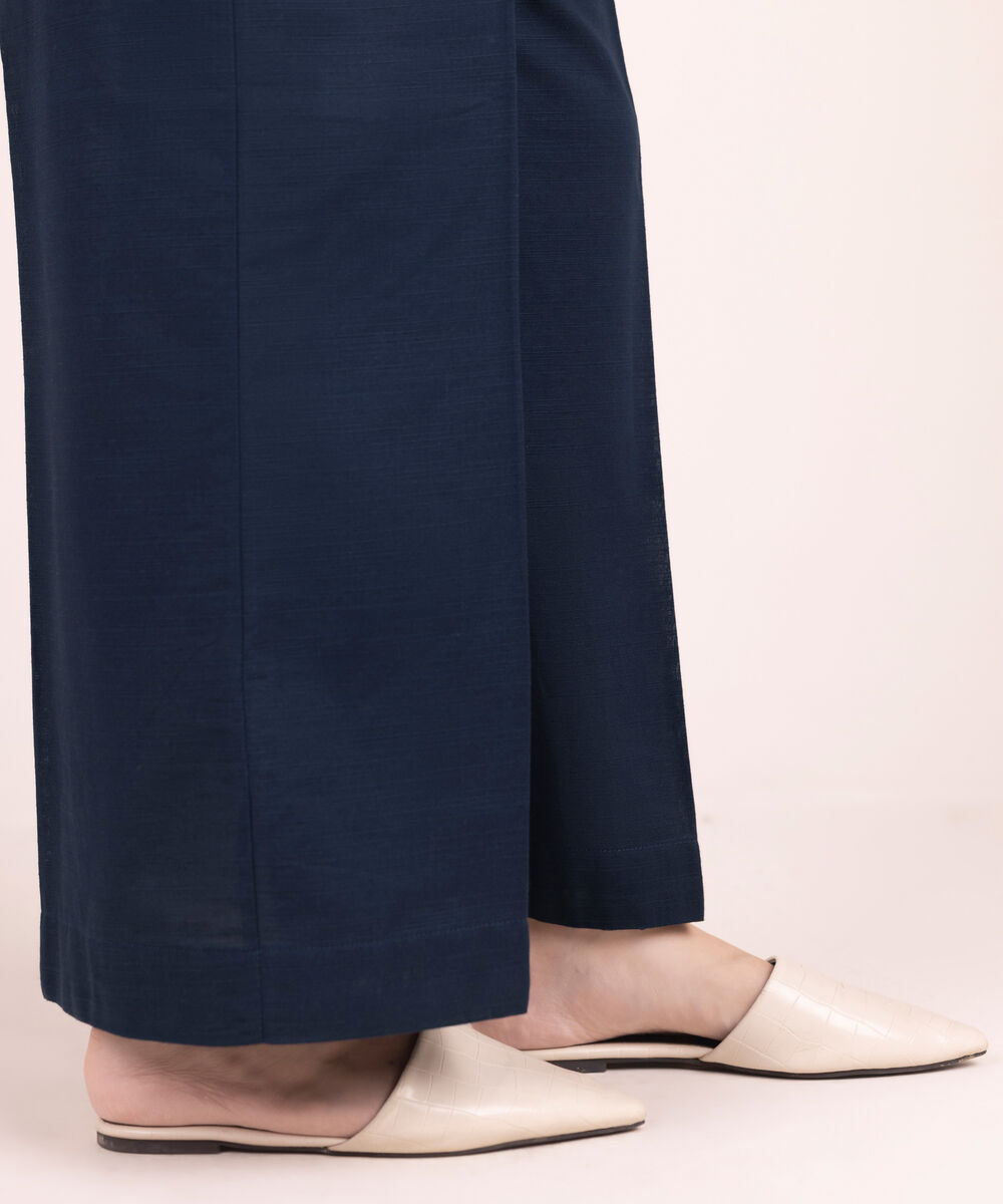 Women's RTW Cotton Solid Blue Culottes